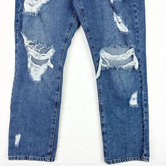 JBD Just Black Denim Distressed Straight Leg Jeans Size 29 Medium Wash High Rise - Picture 4 of 8